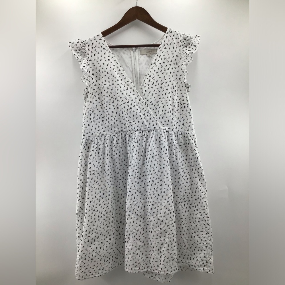 LOFT Woman’s Dress Eyelet Black Floral Pattern - Picture 3 of 11